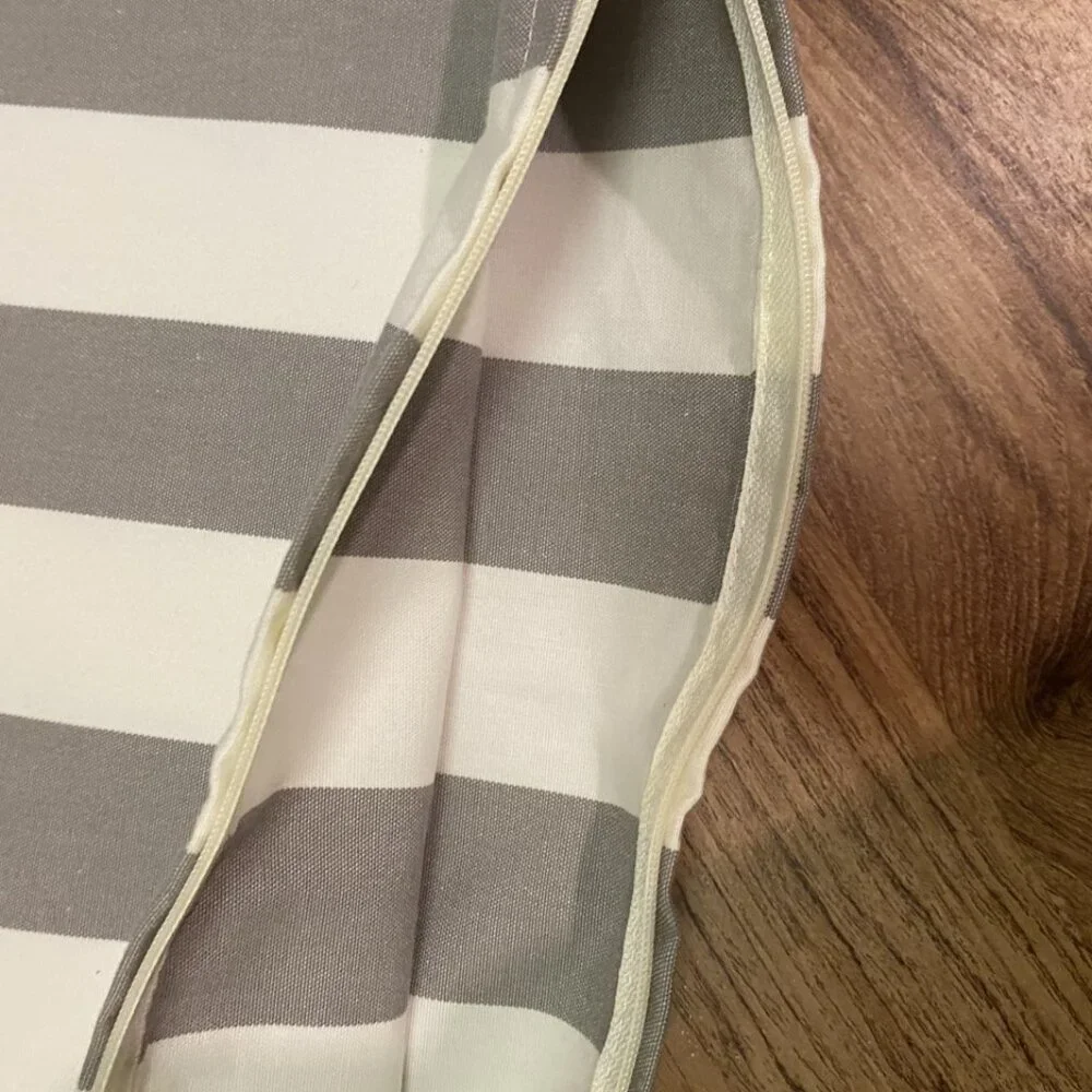 West Elm Gray & Off White Striped Indoor Outdoor Pillow Cover 23.5 x 20